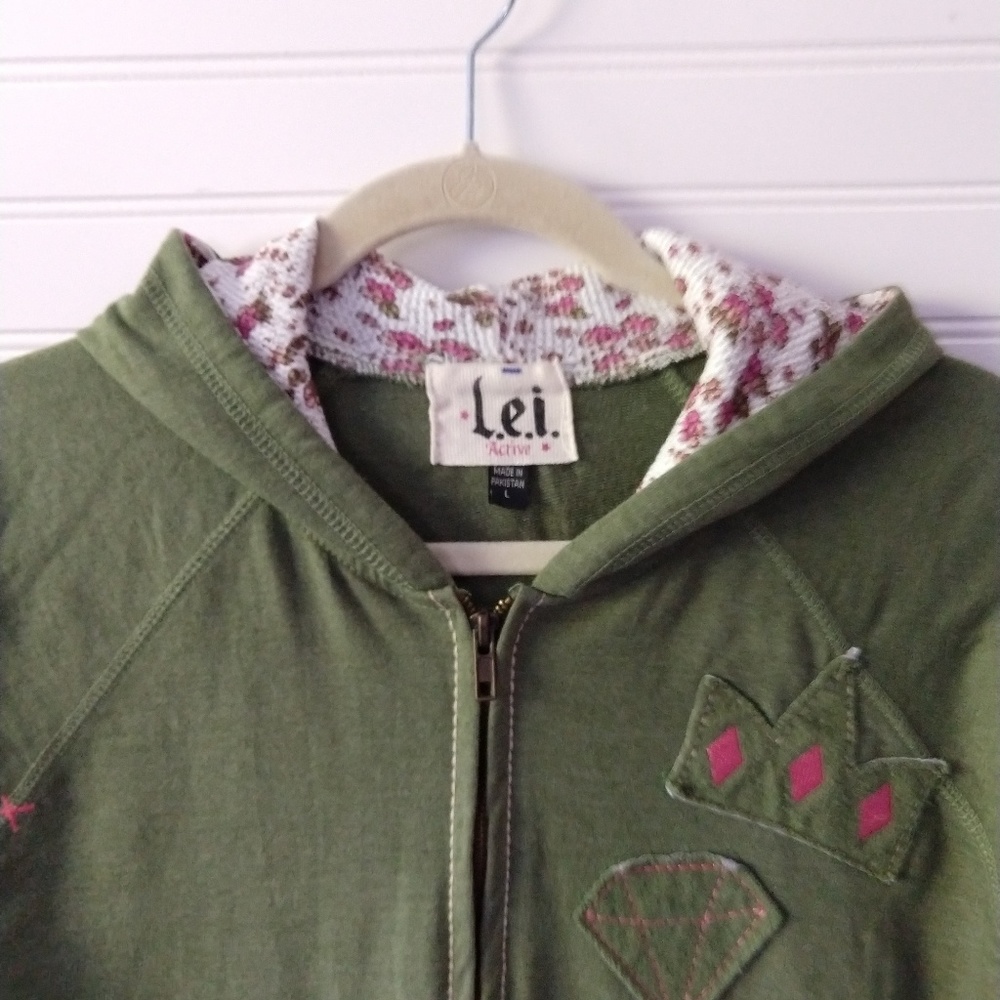 LEI Girl's Floral Trim Patchwork Hoodie Sweatshirt - Picture 6 of 12